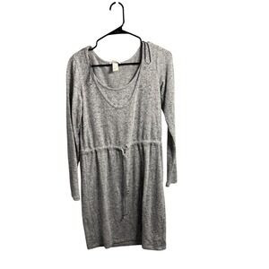 HM MAMA Maternity Nursing Dress‎ Grey Heathered Long Sleeve Drawstring Small